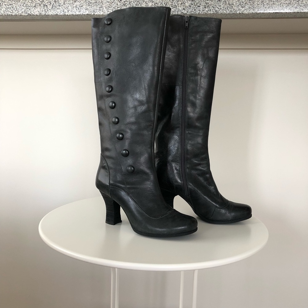 Miz Mooz Anthropologie tall boots leather 8.5 gray